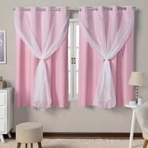 Cortina Blackout de PVC com Voil 2,80m x 1,60m Rosa Cortina Blackout de PVC com Voil 2,80m x 1,60m Rosa