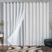 Cortina Blackout De Tecido 5 Metros Com Voil 5,00x2,70 Para Varão Simples