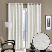 Cortina Blackout Dohler Aneliza Linho Natural 2,00 x 1,80 - Varão Ilhós Tubo - Cortaluz Sala Quarto - Lisa Parede Porta Varanda Janela 2 metros