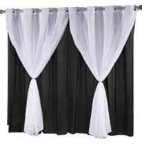 Cortina Blackout Em PVC Com Voil Preta 2,20x1,30cm - Sofisticada Moda Casa