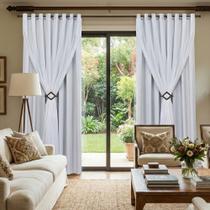Cortina Blackout em Tecido com Voil 4,00m x 1,80m Bloqueia 90% Luz Sala e Quarto