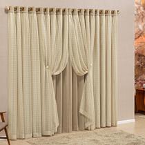 Cortina Blackout em tecido com Voil Xadrez Montreal 2,00 X 1,70 Chocolate