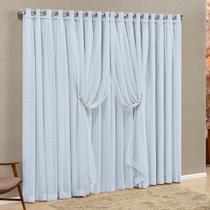 Cortina Blackout em tecido com Voil Xadrez Montreal 3,00 X 2,50 Branco Cortina Blackout em tecido com Voil Xadrez Montreal 3,00 X 2,50 Branco
