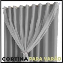 cortina blackout em tecido Lisboa 5,00 x 2,70 c/voal cinza