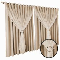 cortina blackout Fiori corta luz 6,00 x 2,40 c/voal branco