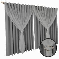cortina blackout Fiori em tecido 6,00 x 2,80 c/voal cinza