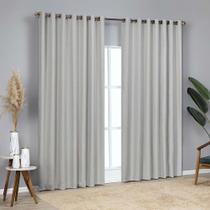 Cortina Blackout Linho Corta Luz 4,00x2,70m para Sala Quarto Varão 4M - Cinza - 100% Poliéster
