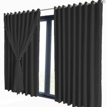 cortina blackout Lisboa em tecido 6,00 x 2,80 c/voal cinza