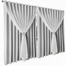 cortina blackout Livia corta luz 8,00 x 2,80 voal bege