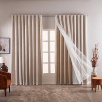 Cortina Blackout Luxo 6,00x2,70 com Voal Tecido Liso Grande