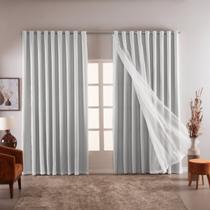 Cortina Blackout Moderno Cor Gelo 4,50x2,70 Ilhós Cromado - EMPÓRIO DO LAR Cortina Blackout Moderno Cor Gelo 4,50x2,70 Ilhós Cromado - EMPÓRIO DO LAR