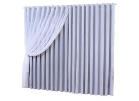 Cortina Blackout Moscou Com Voil Ilhós Cromado Branco 10M