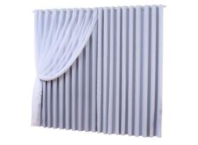 Cortina Blackout Moscou Com Voil Ilhós Cromado Branco 5M Cortina Blackout Moscou Com Voil Ilhós Cromado Branco 5M