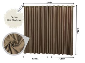 Cortina Blackout Porta De Vidro 3,00x2,50 Tecido Acetinado Grosso