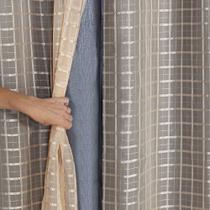 Cortina Blackout Prata com Voil Xadrez 2,00 m x 1,40 m - Avelã Cortina Blackout Prata com Voil Xadrez 2,00 m x 1,40 m - Avelã