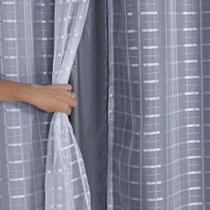 Cortina Blackout Prata com Voil Xadrez 2,00 m x 1,40 m - Branco - Do Lar Decoração Cortina Blackout Prata com Voil Xadrez 2,00 m x 1,40 m - Branco - Do Lar Decoração