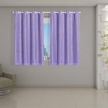 Cortina Blackout Prata com Voil Xadrez 2,00 m x 1,40 m