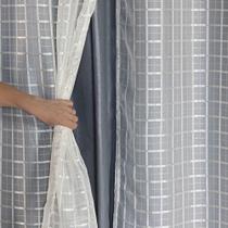 Cortina Blackout Prata com Voil Xadrez 2,80 m x 1,60 m Bege - Do Lar Decoração Cortina Blackout Prata com Voil Xadrez 2,80 m x 1,60 m Bege - Do Lar Decoração