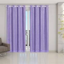 Cortina Blackout Prata com Voil Xadrez 2,80 m x 2,30 m