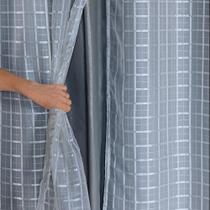 Cortina Blackout Prata com Voil Xadrez 2,80 m x 2,30 m - M10_2.30