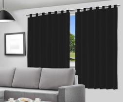 Cortina Blackout Preto - 280X280Cm - com Alça para Varão