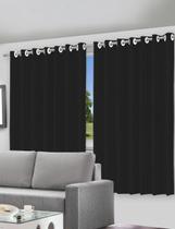 Cortina Blackout Preto Com Ilhós - 280X140Cm