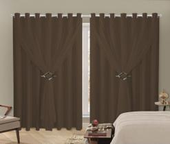 Cortina Blackout PVC 2,00x2,50 Com Tecido Voil Sala e Quarto Fivela Cromada