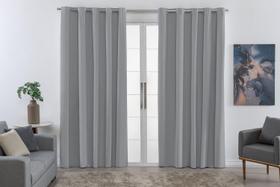 Cortina Blackout PVC 2,80M x 1,80M Corta Luz 100% Para Varão Simples Cinza