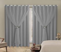 Cortina Blackout PVC 2,80x2,50 Sala e Quarto Tecido Voil Fivela Cromada Corta Luz 100%