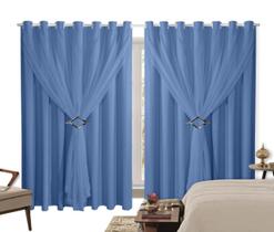 Cortina Blackout PVC 3,00m X 2,40m Com Voil Azul