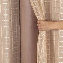 Cortina Blackout PVC c/ Tecido Voil Xadrez 2,00 x 1,40 Avelã