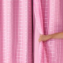 Cortina Blackout PVC c/ Tecido Voil Xadrez 2,80 x 2,30 Rosa
