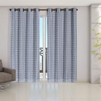 Cortina Blackout Pvc Cinza Tecido Voil Xadrez 2,0 M X 1,4 M