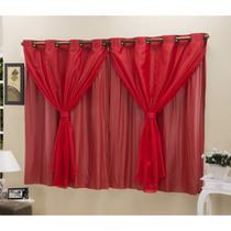 Cortina Blackout PVC com Tecido Voil 2,00 m x 1,40 m Vermelho