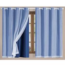 Cortina Blackout PVC com Tecido Voil - 2,80 Largura x 1,60 Altura Varias Cores - EDDI CASA