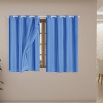 Cortina Blackout Pvc Com Tecido Voil 2,80 M X 1,60 M - Azul