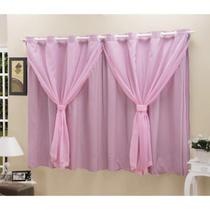 Cortina Blackout Pvc Com Tecido Voil 2,80 M X 1,60 M Rosa