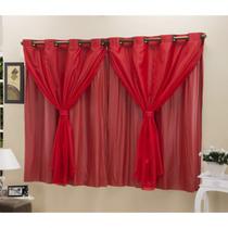 Cortina Blackout PVC com Tecido Voil 2,80 m x 1,60 m Vermelho