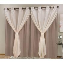 Cortina Blackout PVC com Tecido Voil 2,80 m x 2,30 m Avelã