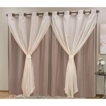 Cortina Blackout Pvc Com Tecido Voil 2,80 M X 2,30 M Avelã