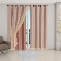 Cortina Blackout PVC com Tecido Voil 2,80 m x 2,30 m Avelã