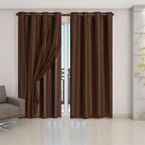 Cortina Blackout PVC com Tecido Voil 2,80 m x 2,30 m Tabaco - Do Lar Decoração