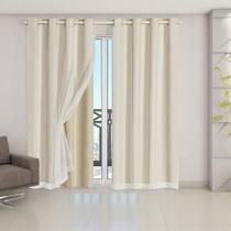 Cortina Blackout PVC com Tecido Voil 2,80 m x 2,80 m Bege - Bella Vita