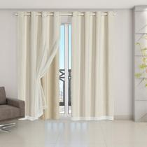 Cortina Blackout Pvc Com Tecido Voil 2,80 M X 2,80 M Bege