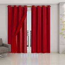 Cortina Blackout PVC com Tecido Voil 2,80 x 2,30 Vermelho - REDECOR