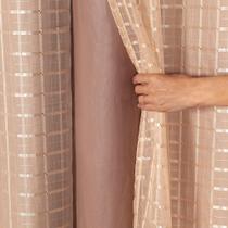 Cortina Blackout PVC com Tecido Voil Xadrez 2,0 x 1,4 Avelã