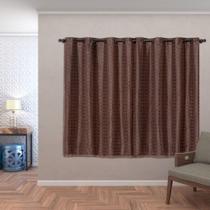 Cortina Blackout Pvc Com Tecido Voil Xadrez 2,00 M X 1,40 M - Marrom