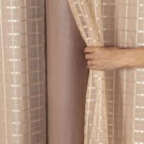 Cortina Blackout PVC com Tecido Voil Xadrez 2,80 m x 1,60 m Avelã