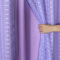 Cortina Blackout PVC com Tecido Voil Xadrez 2,80 m x 1,60 m Lilás