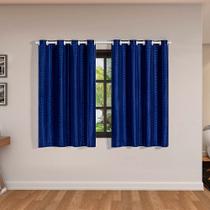 Cortina Blackout Pvc Com Tecido Voil Xadrez 2,80 M X 1,60 M - Marinho